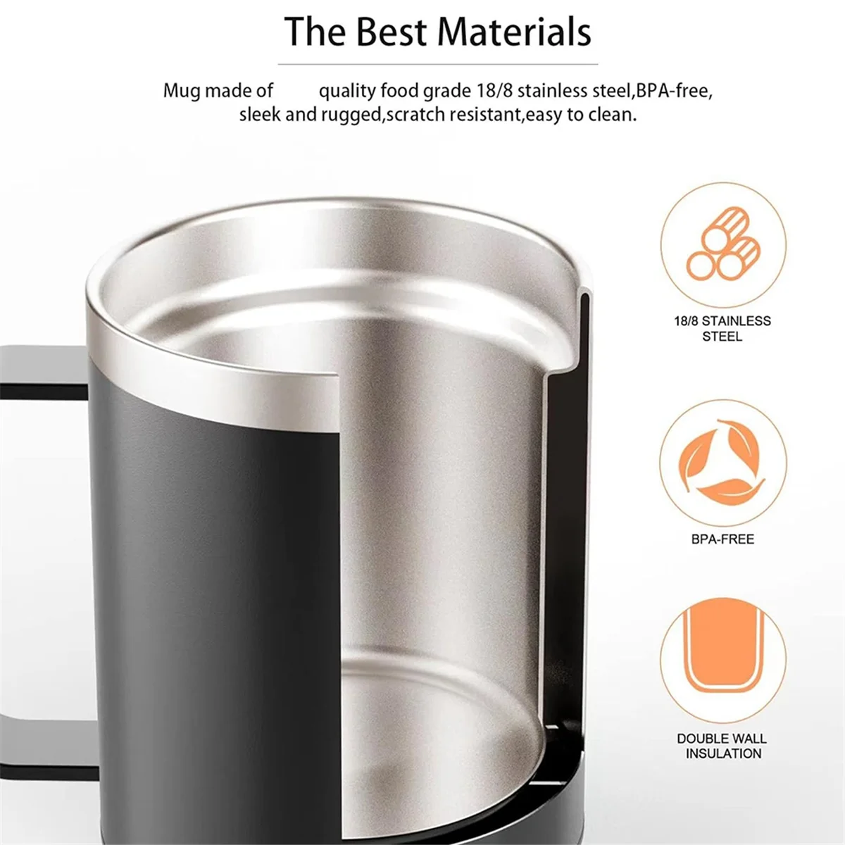 Self heating mug, temperature-controlled mug designed for coffee, tea, hot cocoa, and other everyday beverages.