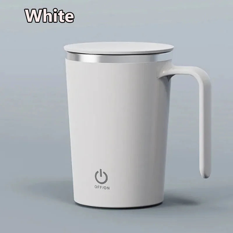 Automatic self-stirring mug designed for coffee, milk, hot cocoa, and other everyday beverages